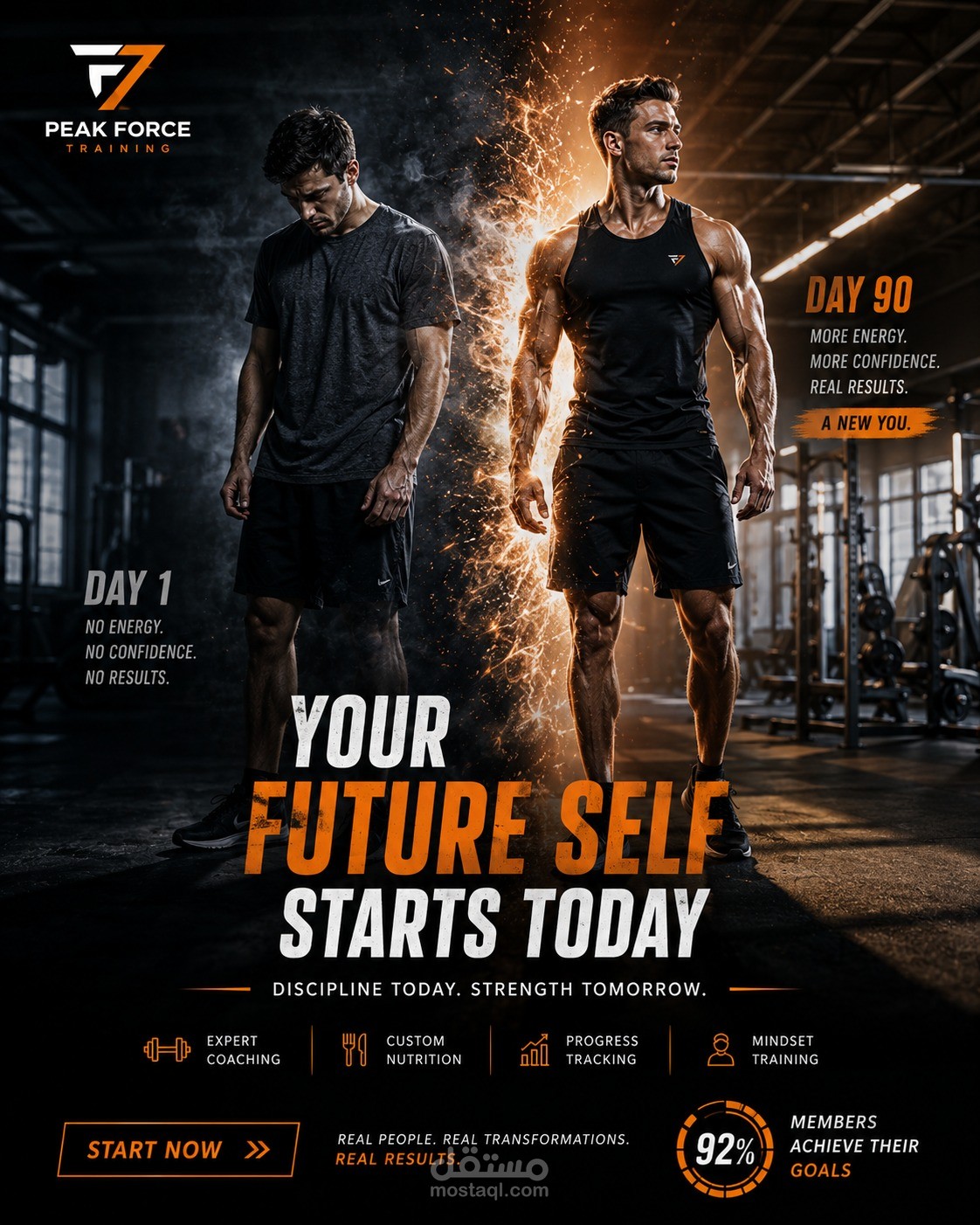 تصميم بوستر إعلاني تحفيزي لمركز لياقة بدنية - Peak Force Training