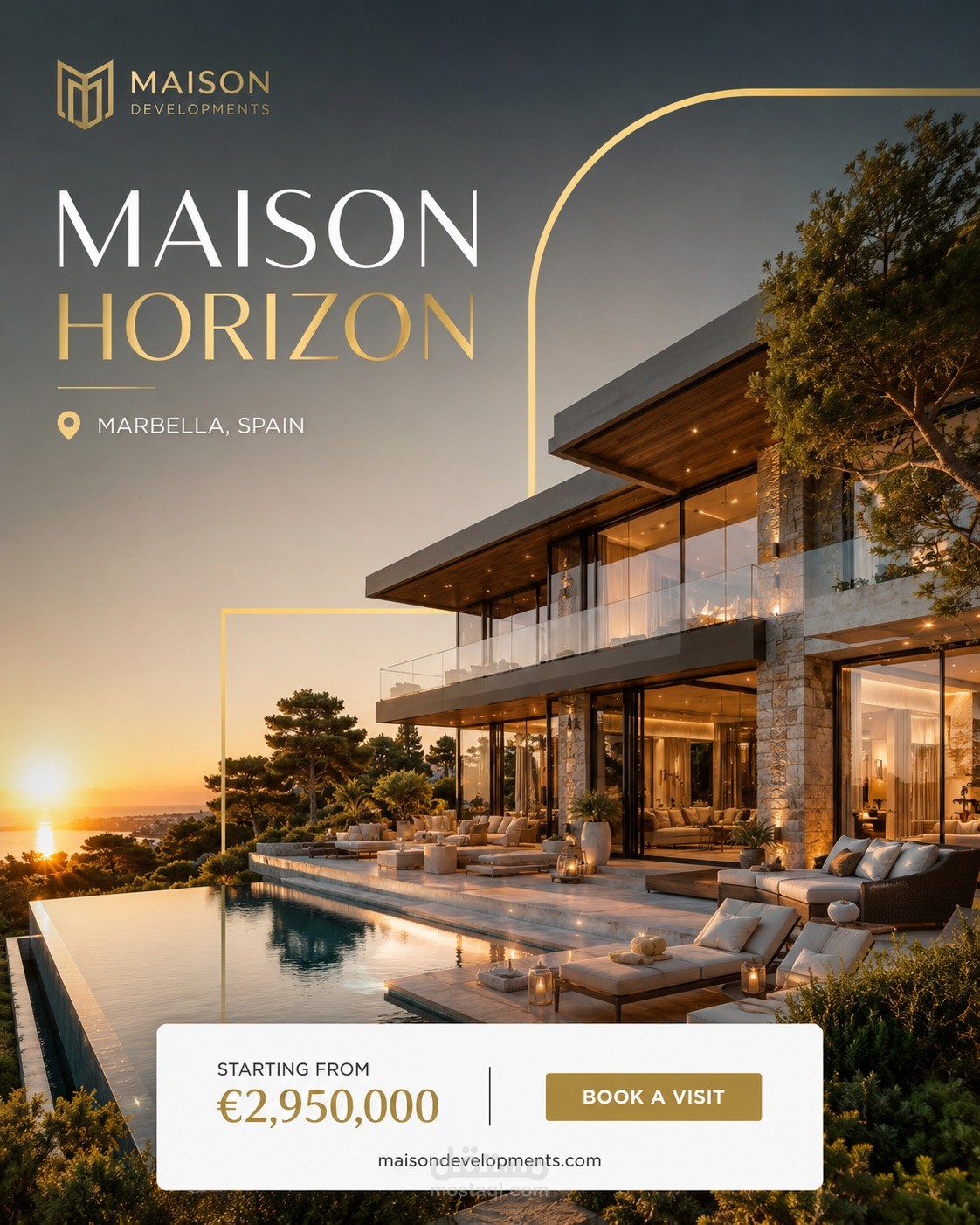 تصميم بوستر إعلاني لتطوير عقاري فاخر - Maison Horizon (Marbella, Spain)