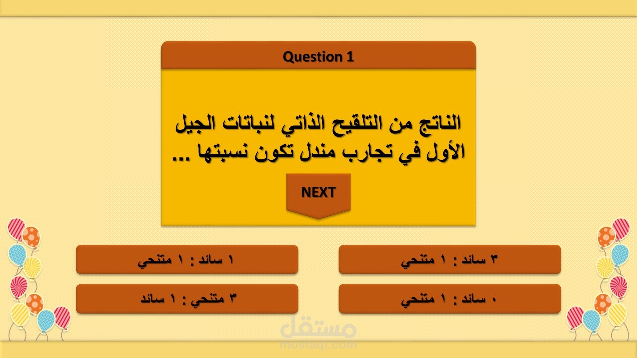 تصميم بنك أسئلة بوربوينت - أحياء