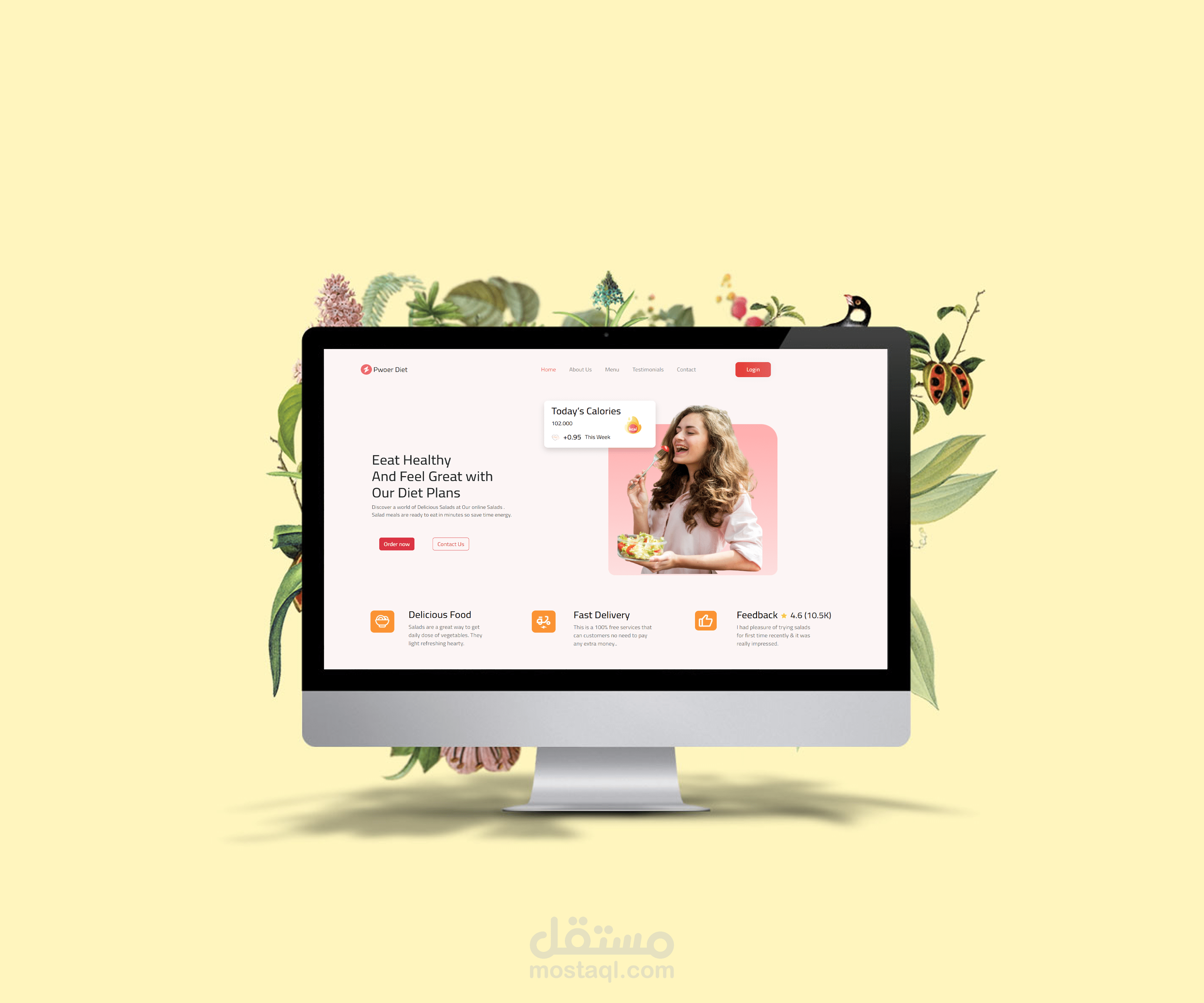 تصميم واجهة رئيسية لموقع فود " فرونت اند "