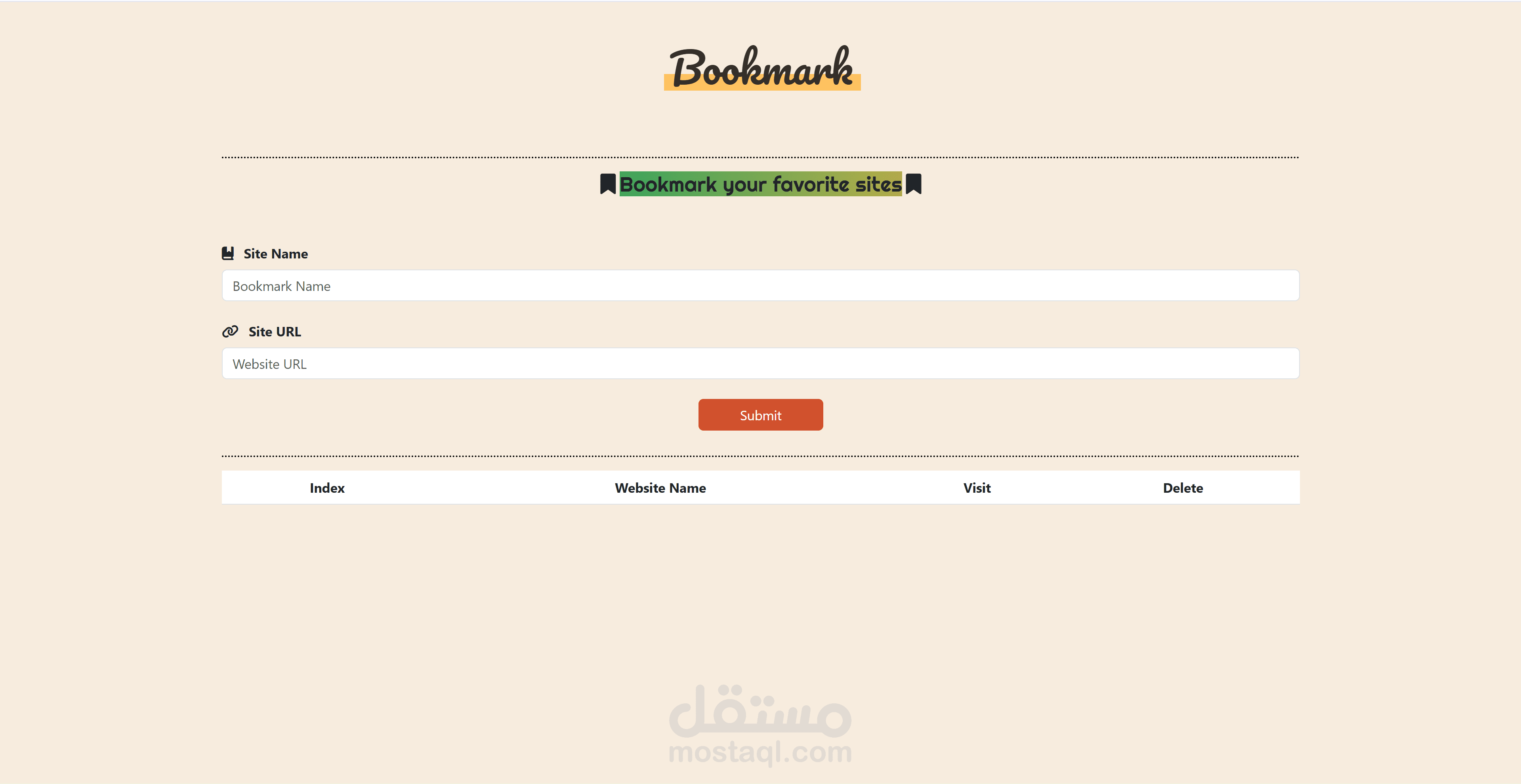 تطوير تطبيق إدارة المفضلة (Bookmark Manager) باستخدام JavaScript