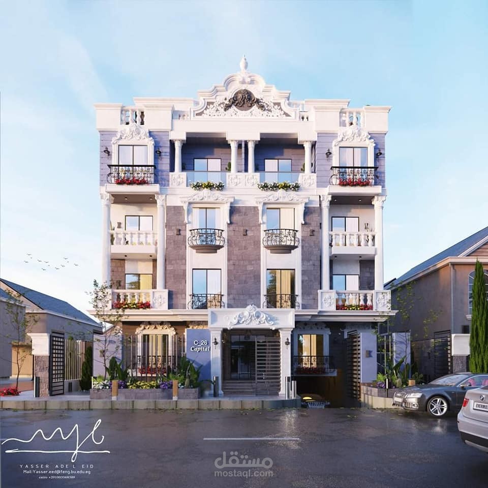 تصميم فيلا خارجي اكستريور كلاسيك