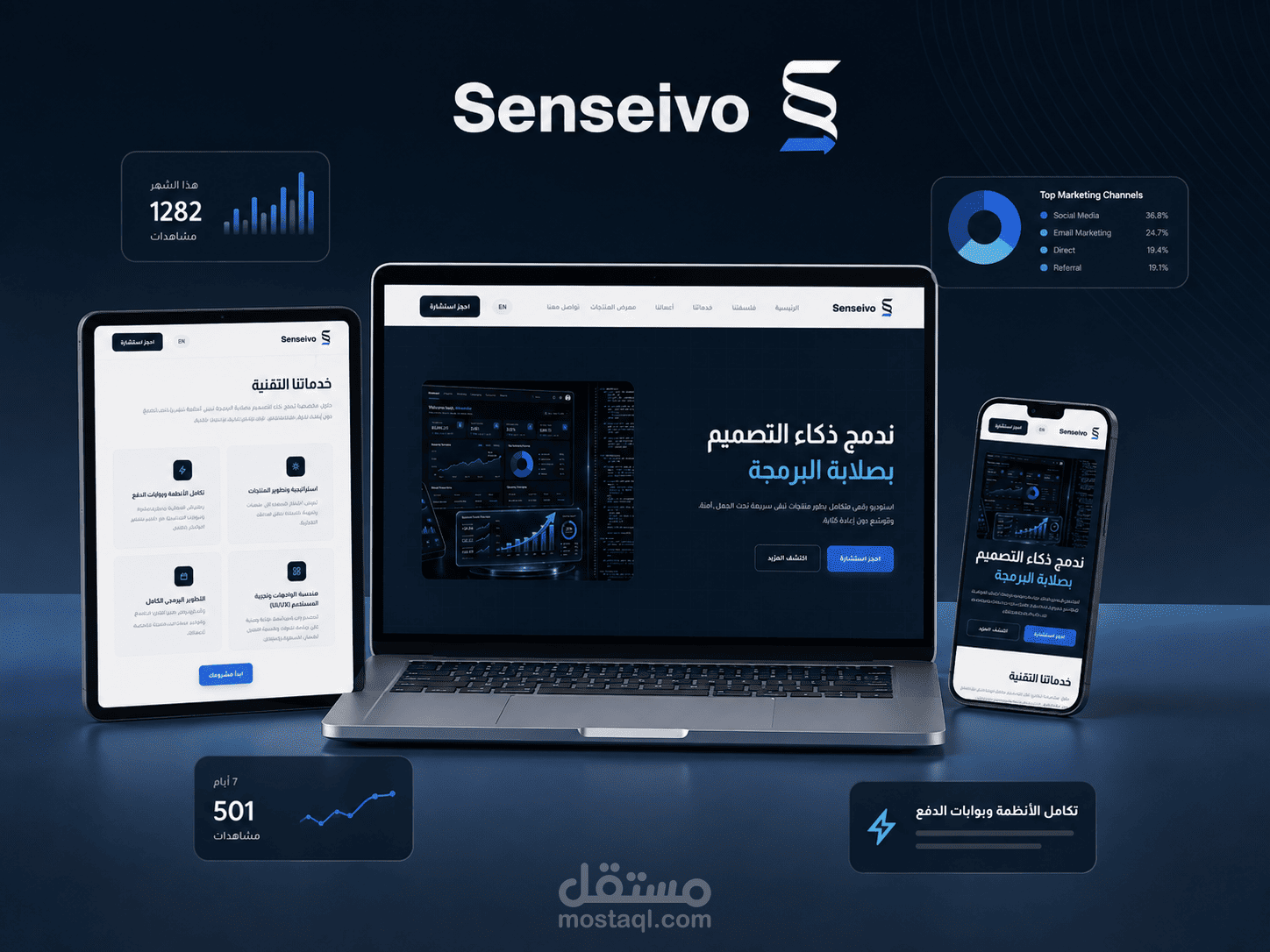 موقع وكالة Senseivo — نظام محتوى ولوحة تحكم فريق متكاملة (ASP.NET Core)