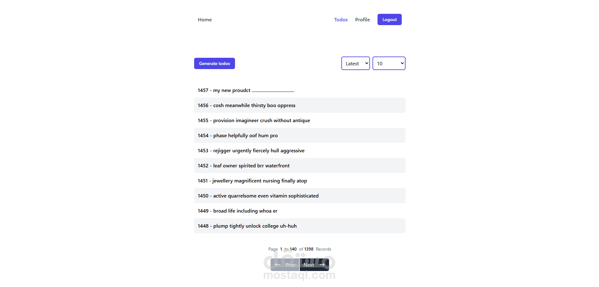 full stack todo list