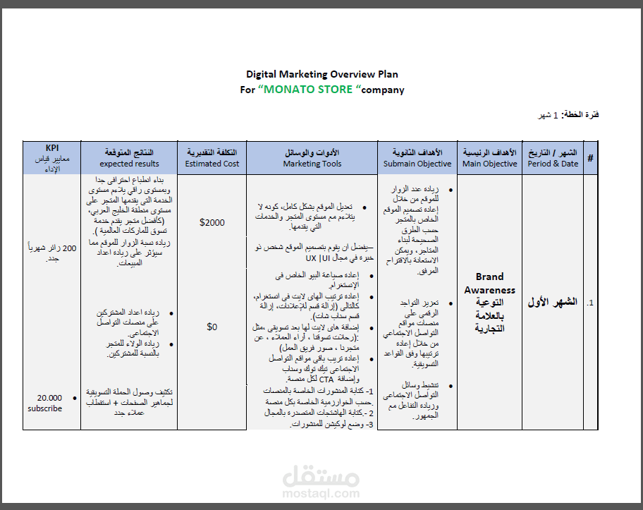 خطة تسويقية لمتجر الكتروني