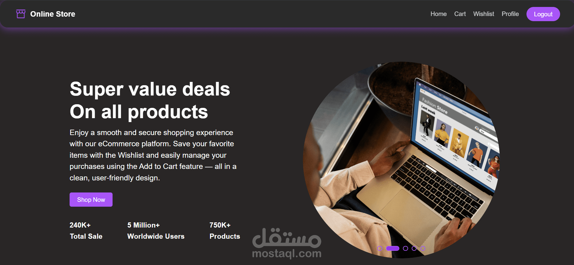 متجر إلكتروني احترافي باستخدام HTML، CSS، JavaScript، Bootstrap