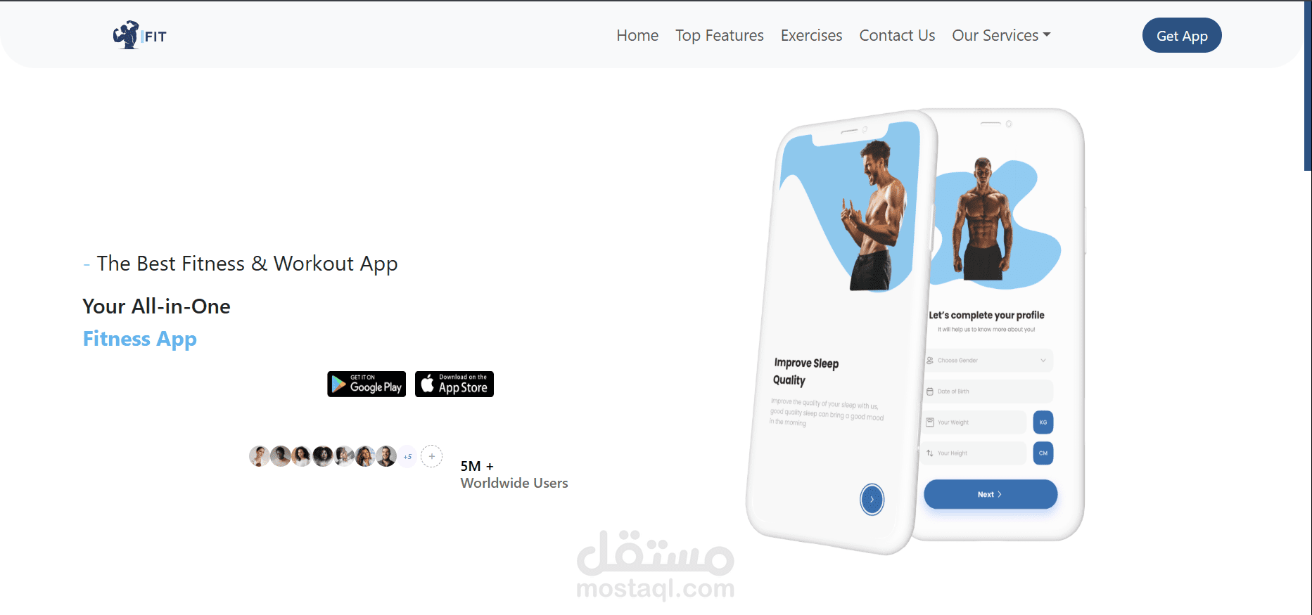 IFIT - تطبيق ويب شامل لتتبع اللياقة البدنية والتغذيةبتصميم حديث ومتجاوب