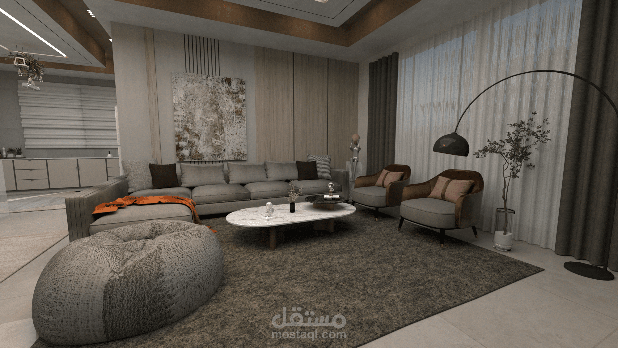 تصميم داخلي لغرفة معيشة عصرية