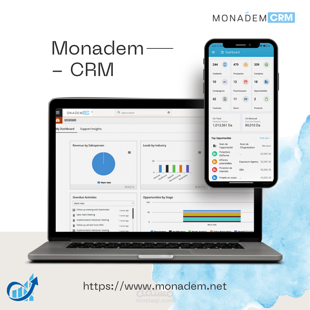 Monadem CRM: الحل المتكامل لإدارة أعمالك، من المشاريع الناشئة إلى الشركات الكبيرة