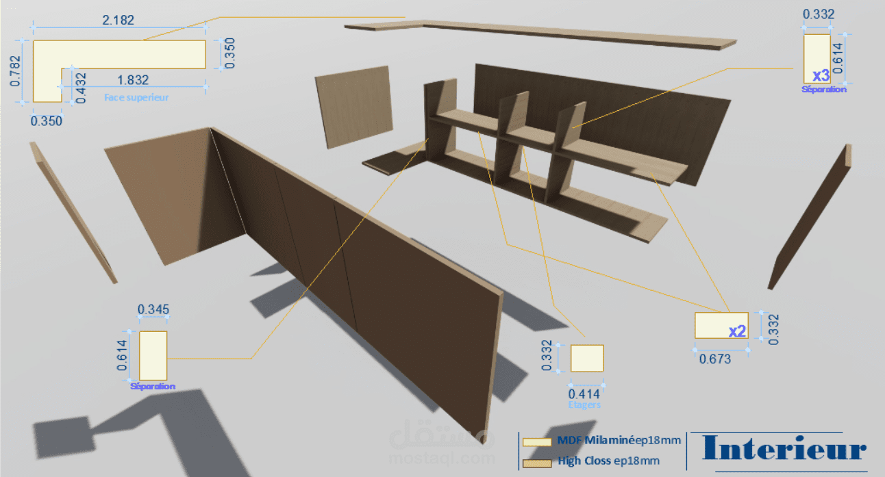 إعادة تصميم وتقطيع لأثاث مطبخ  وتحضيره في الورشة على ماكينة cnc