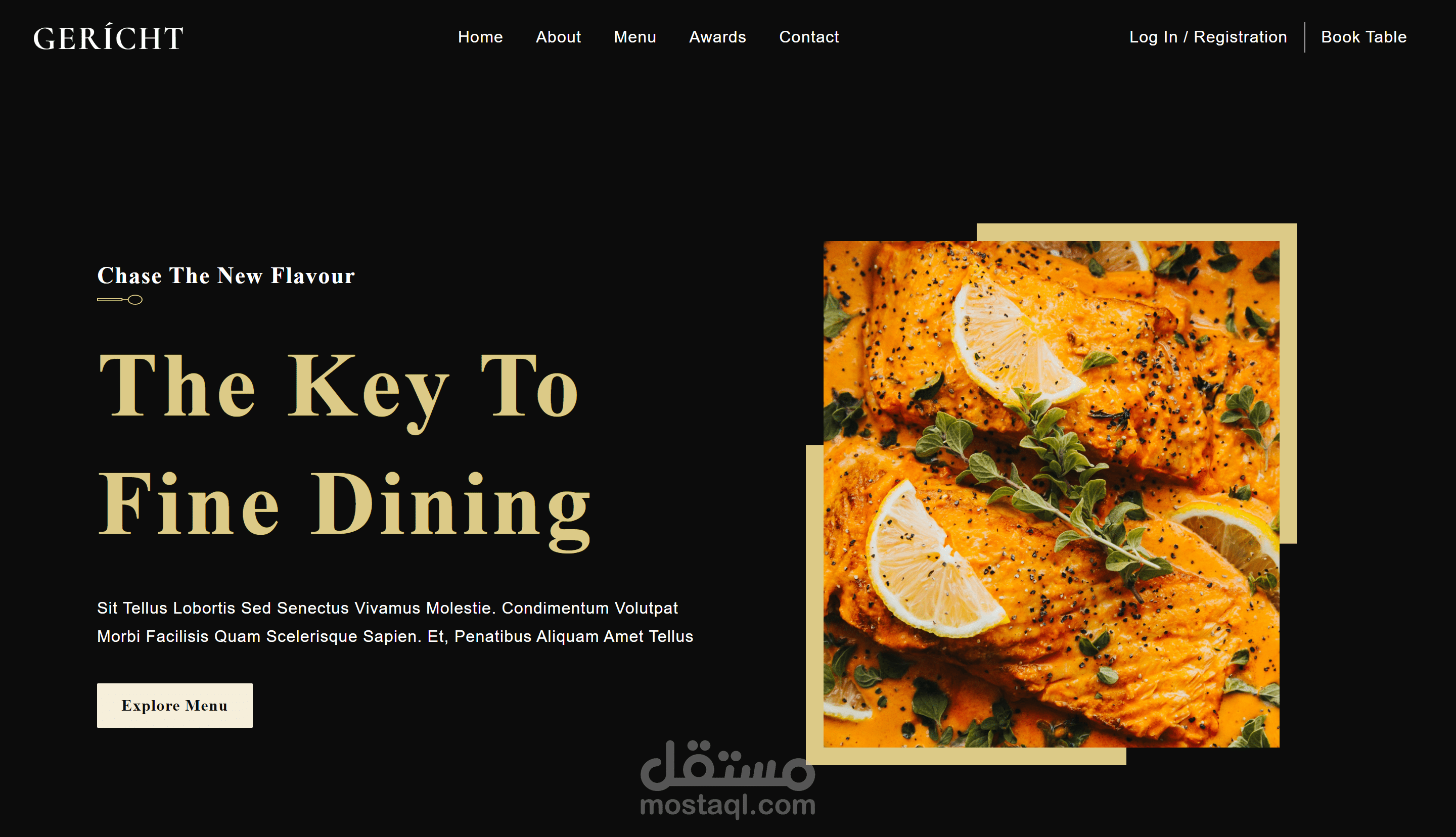 تصميم موقع تعريفي لمطعم landing page