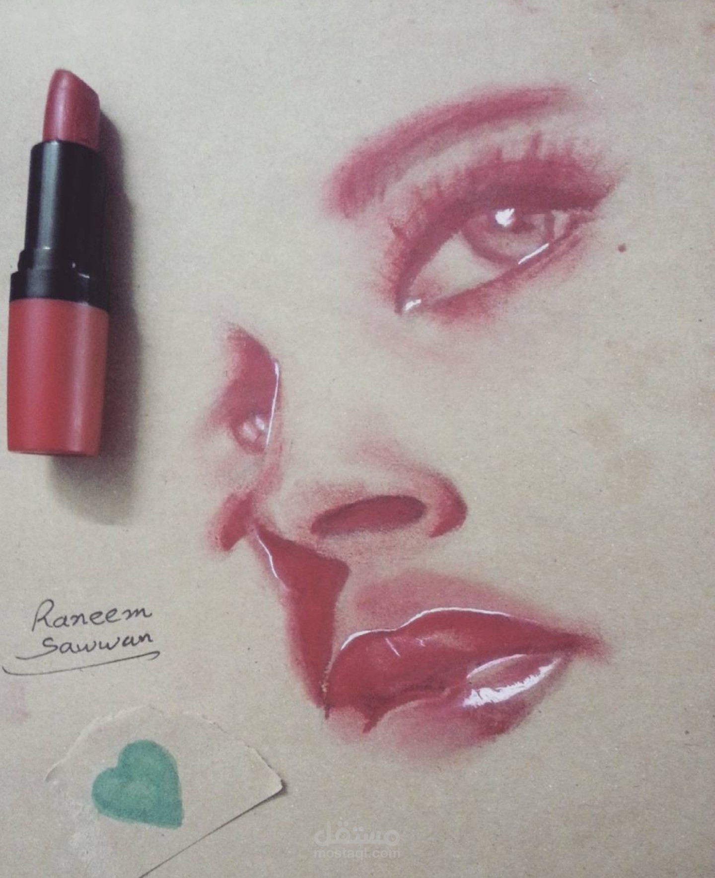 Portrait by lipstick