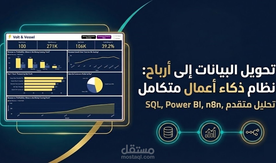 تحويل بيانات المبيعات إلى رؤى استراتيجية: نظام متكامل باستخدام Power BI و SQL و n8n
