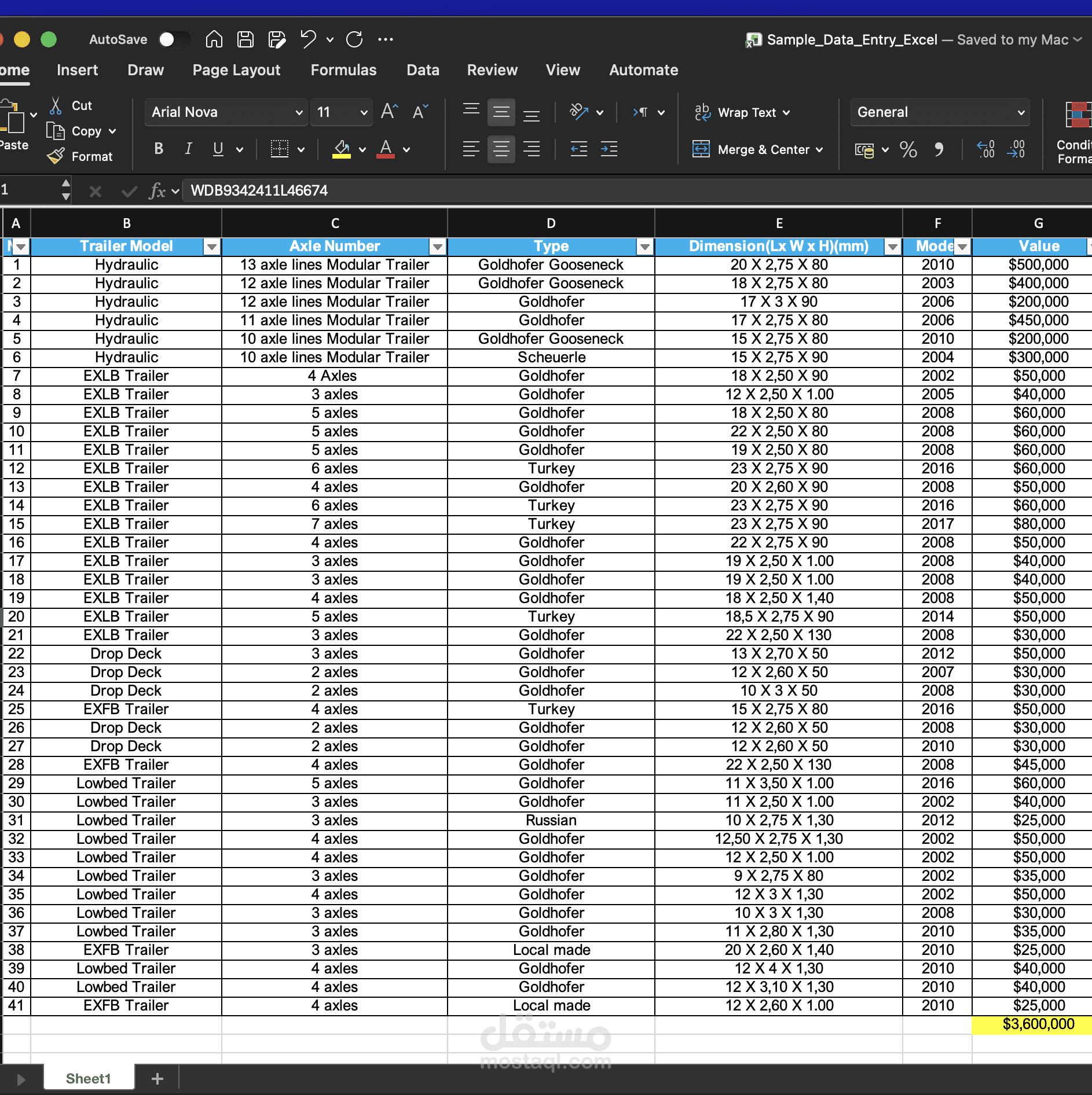 تنظيم وإدخال بيانات باستخدام Microsoft Excel
