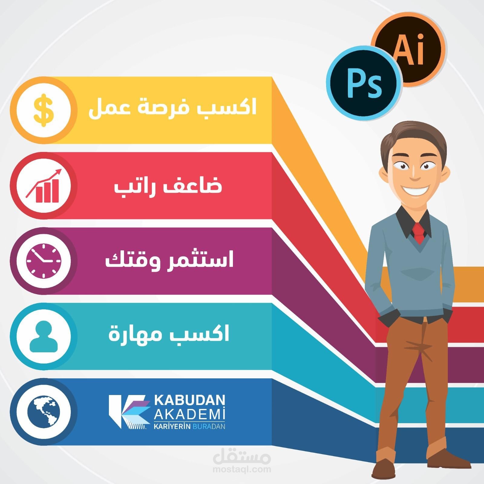 تصميم اعلان دورة تصميم للأكاديمية