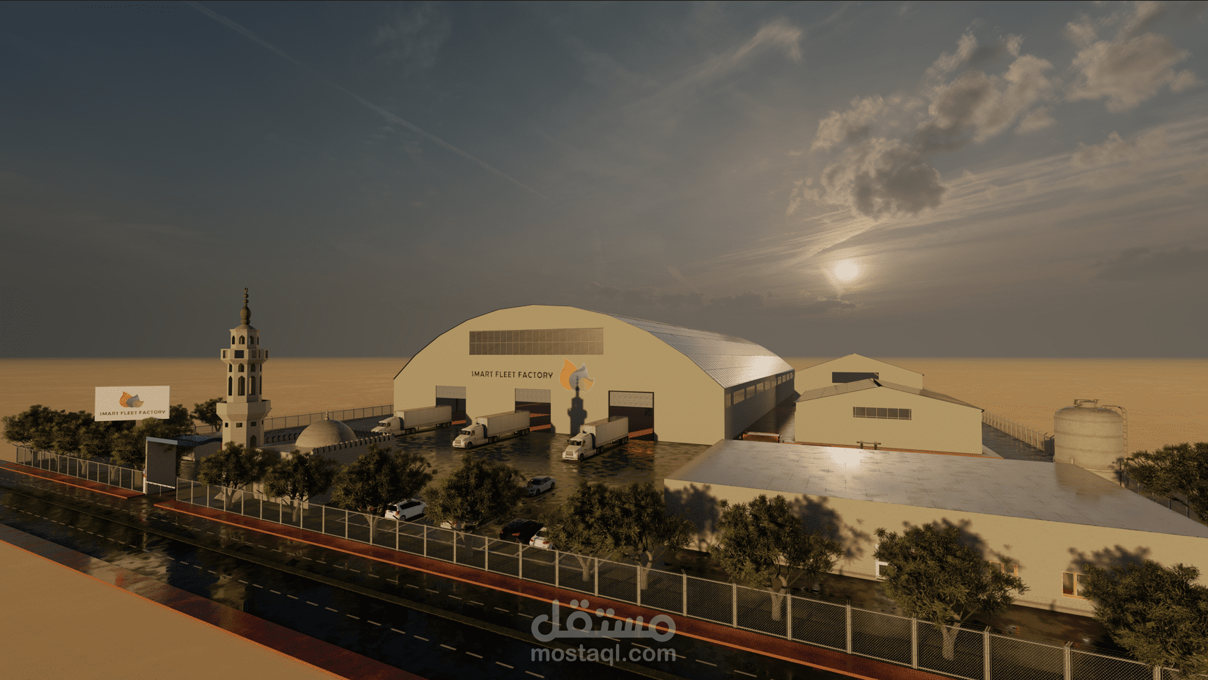 تصميم مصنع للمباني الجاهزة للنقل بالسعودية  (تصميم 3D - تصميم جميع اللوح : معماري، اساسات، مقاومة حريق، كهرباء بالاضاءات، صحي)