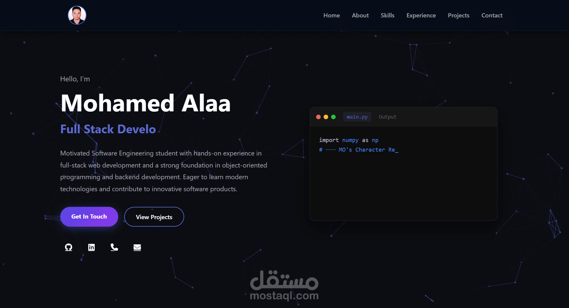 الموقع التعريفي الشخصي ومعرض الأعمال الرقمي (Personal Portfolio)