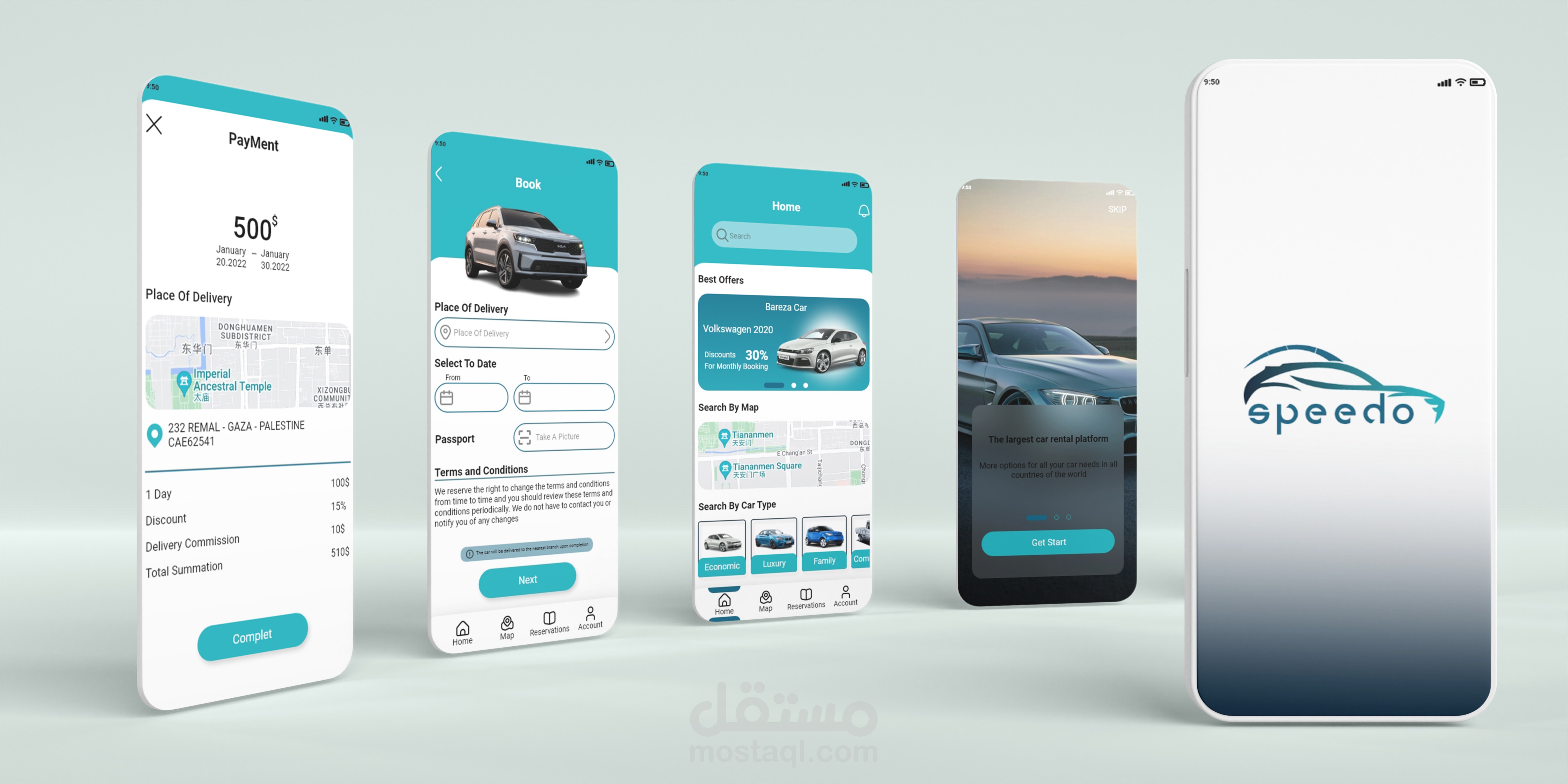 تصميم تطبيق يقدم خدمة تأجير السيارات