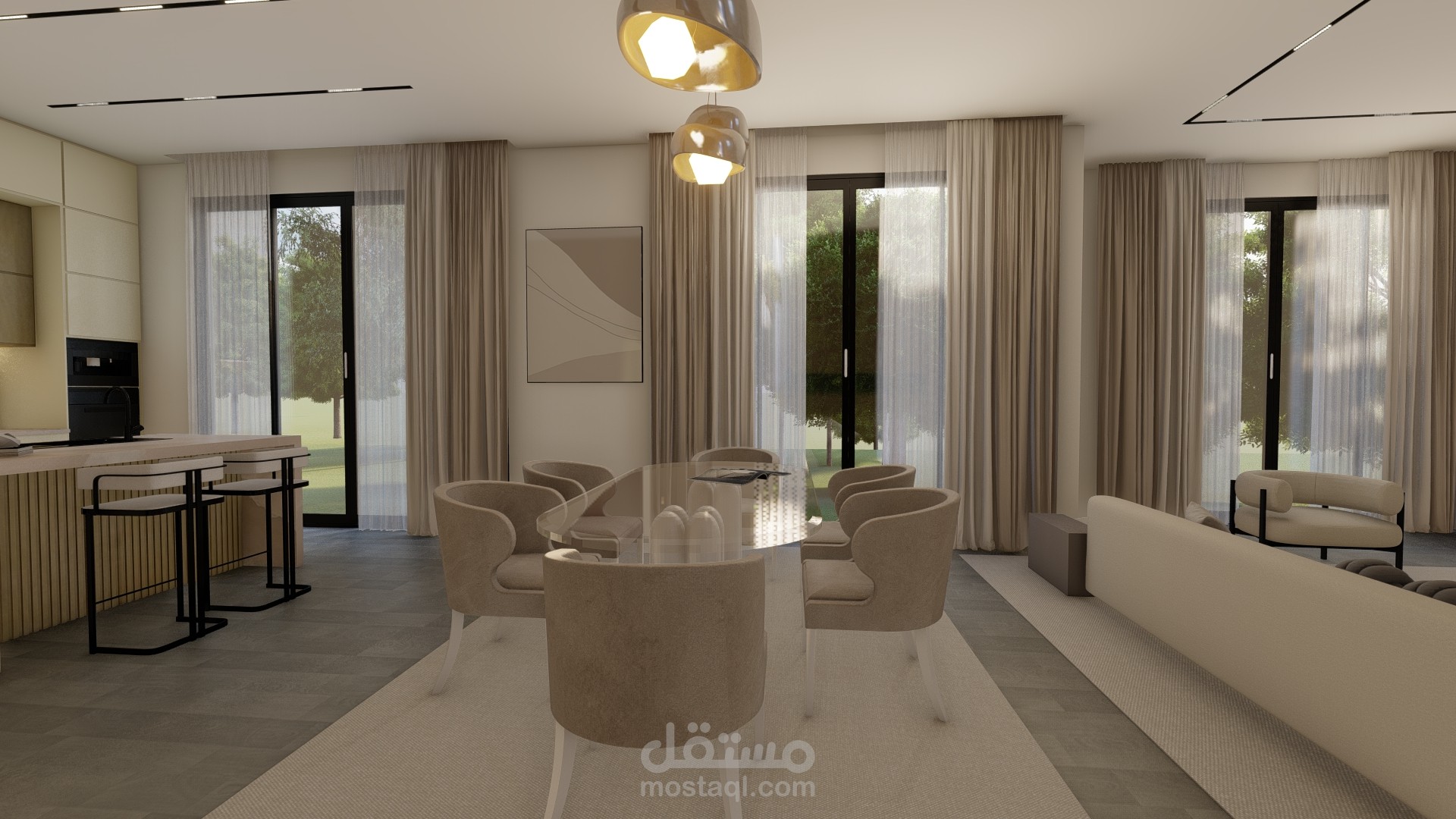 تصميم داخلي ل فيلا (الطابق الارضي)