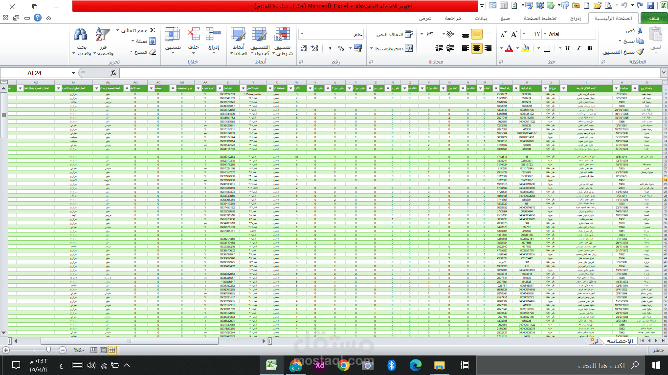 إدخال بيانات ضخمة إلى ملف  Excel