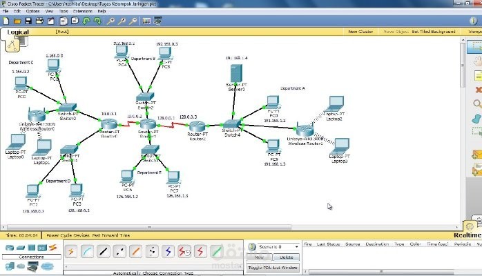 تصميم شبكة حاسوبية على packet tracer