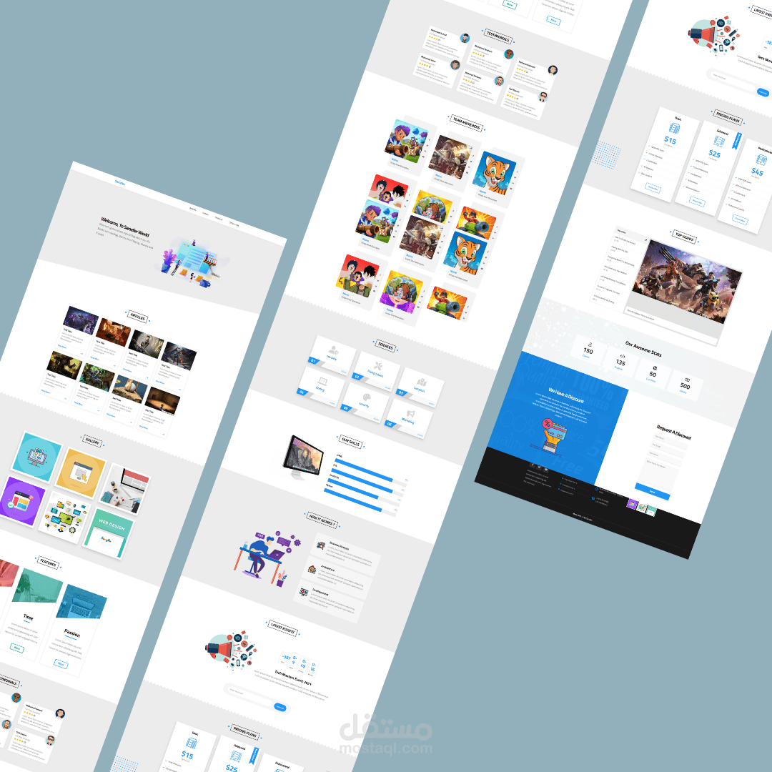تصميم Template لموقع الكتروني باستخدام لغات البرمجة (sanafer)