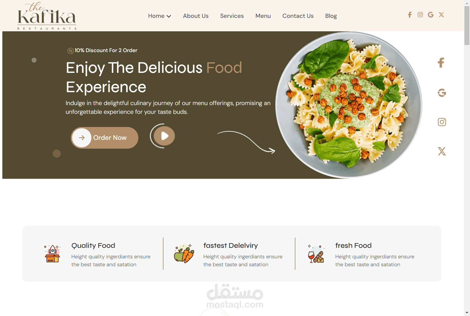 Kafika Restaurant Website – موقع مطعم تفاعلي عصري