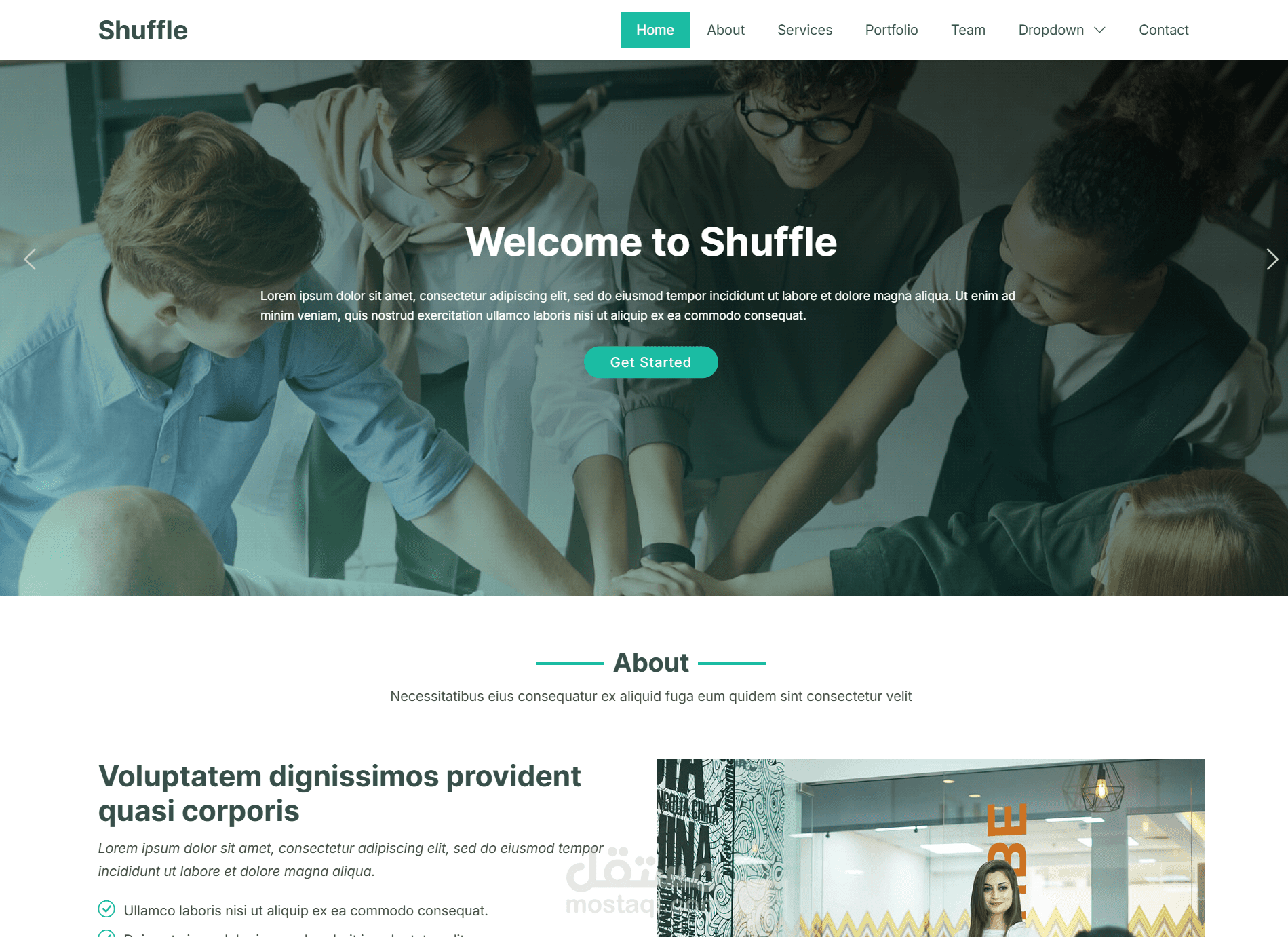 Shuffle – موقع شركة خدمية عصري باستخدام SASS و JavaScript تفاعلي
