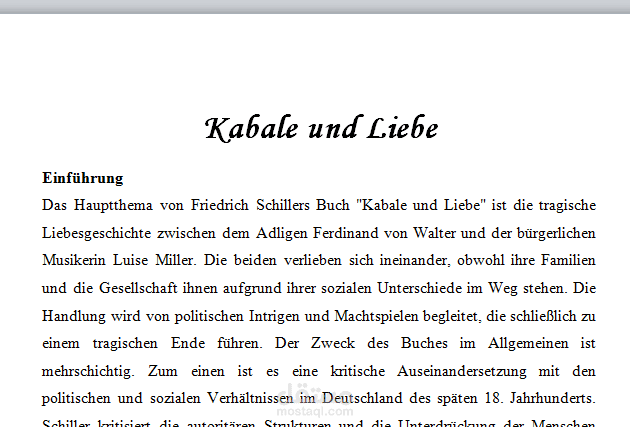 نقد رواية Kabale und Liebe