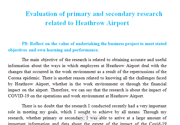 Evaluation of primary and secondary research related to Heathrow Airport