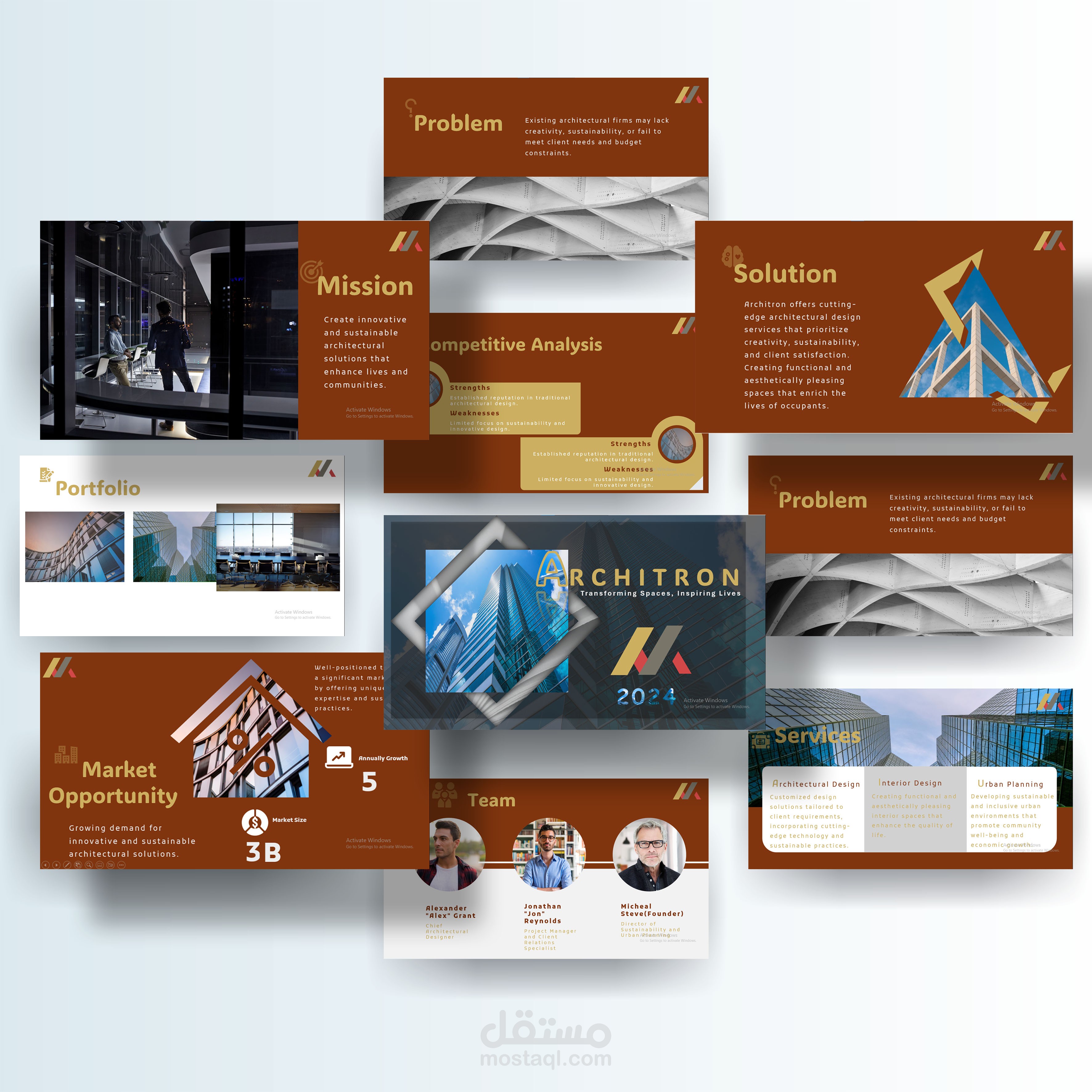 عرض فني إبداعي (Pitch deck) لشركة بناء