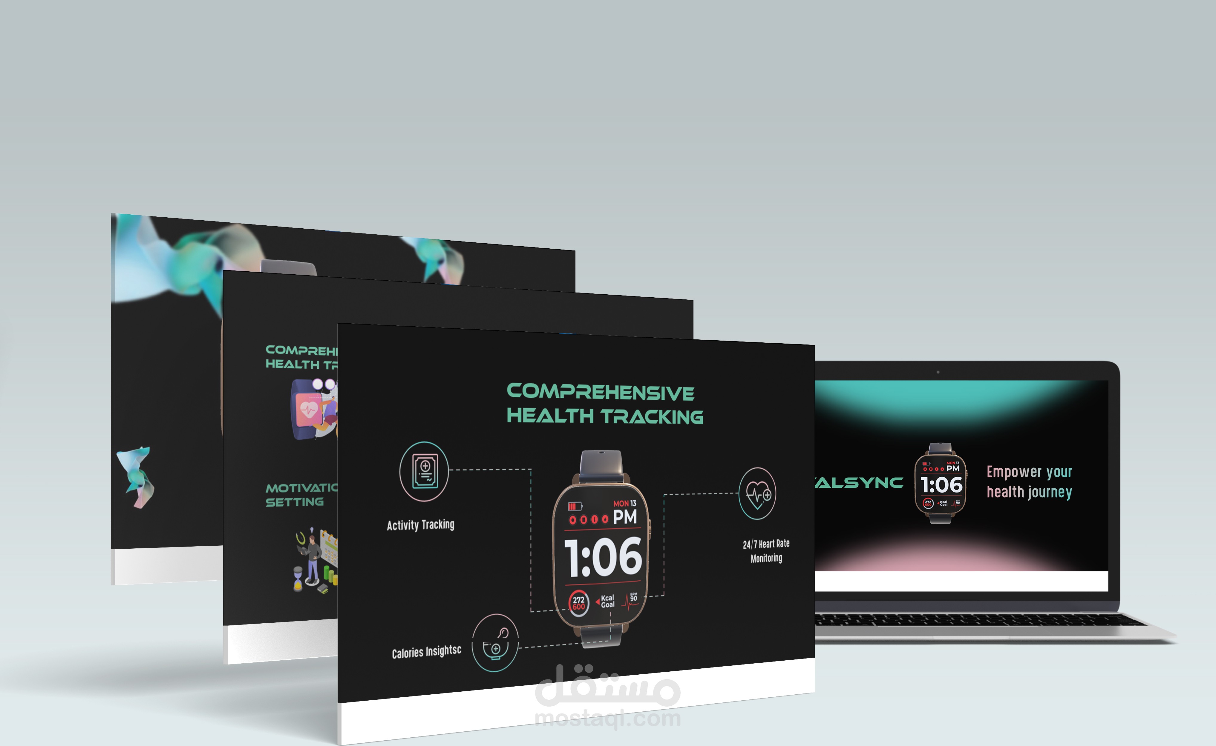 عرض تقديمي حيوي لساعة ذكية