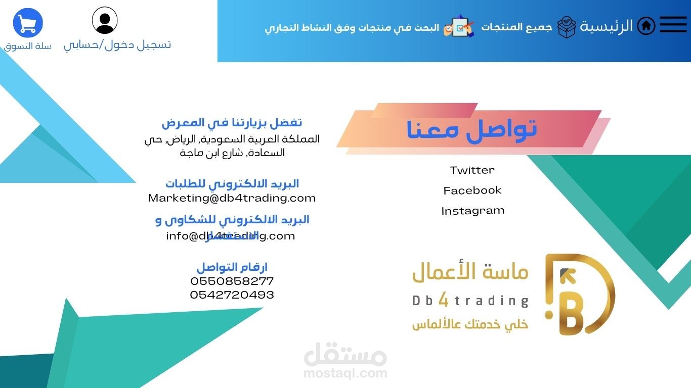 عمل نوافذ تقديمية لموقع الكتروني تعريفي و متجر