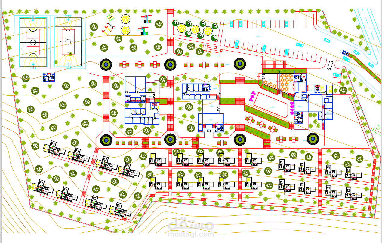 تصميم معماري لمنتجع سياحي حسب الكود السعودي