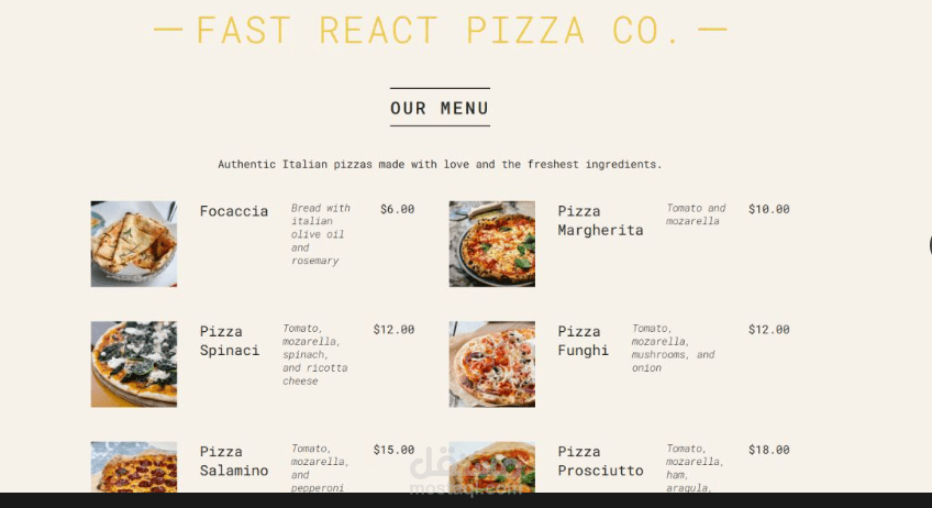 React Pizza Menu
