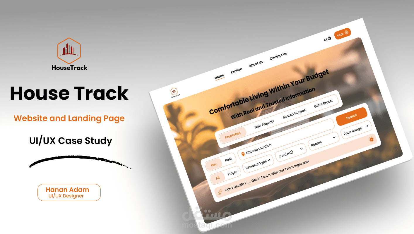 موقع الكتروني وصفحة تعريفية للعقارات  House Track