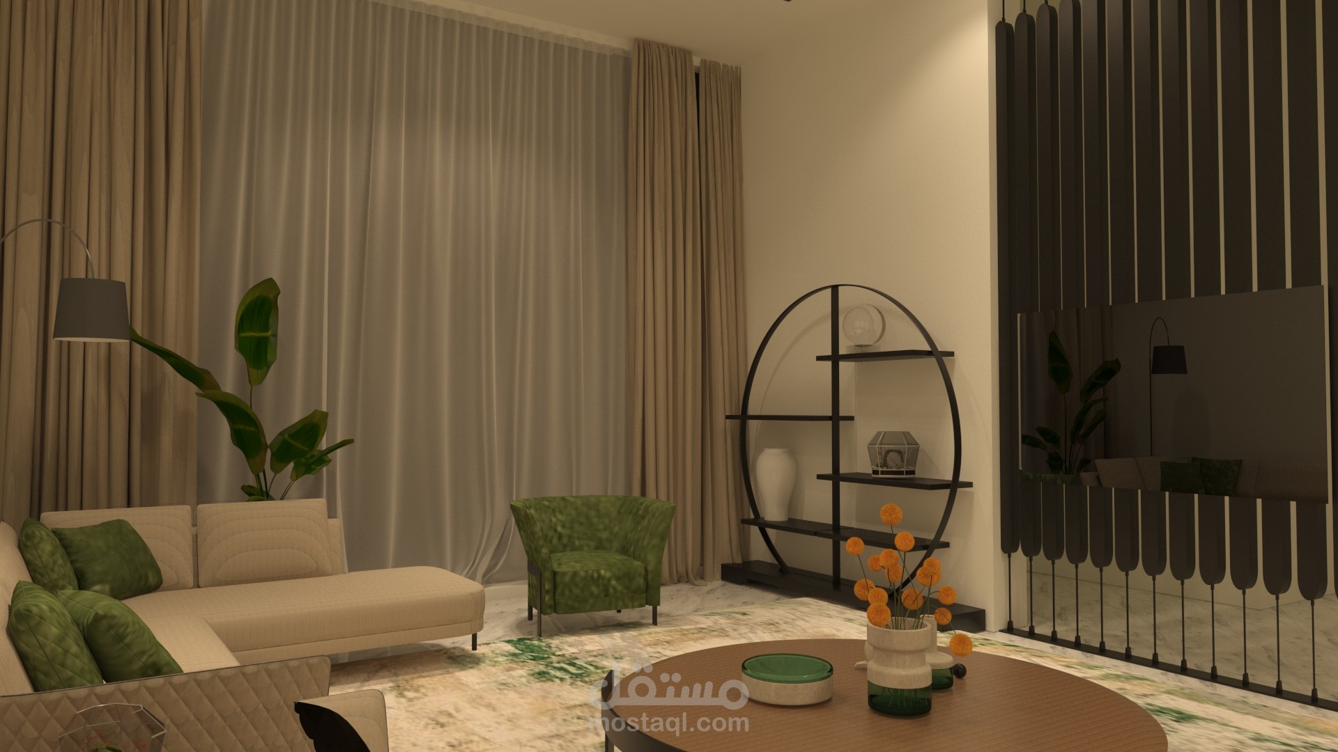 تصميم داخلي لغرفة معيشة