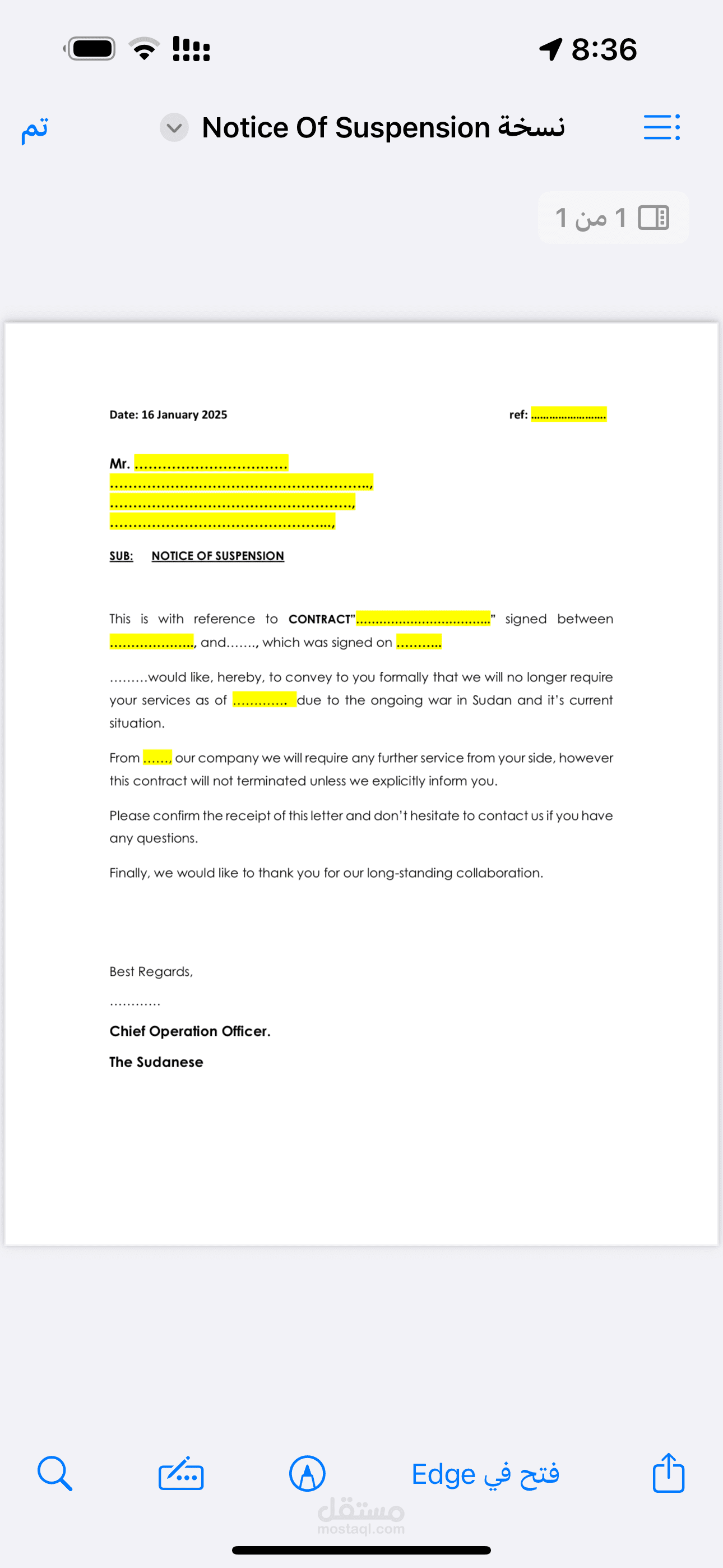 Letter draft