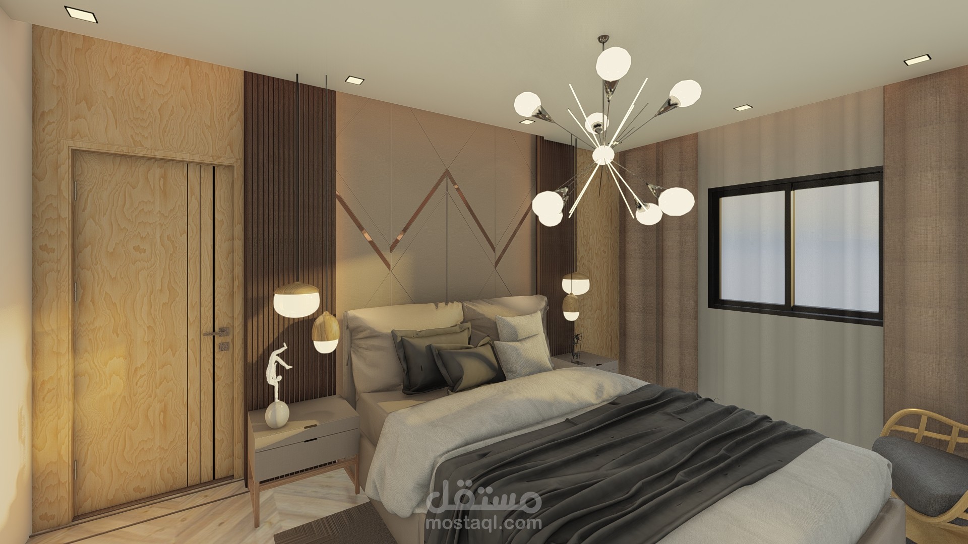 تصميم داخلي لغرفة نوم على الطراز الحديث