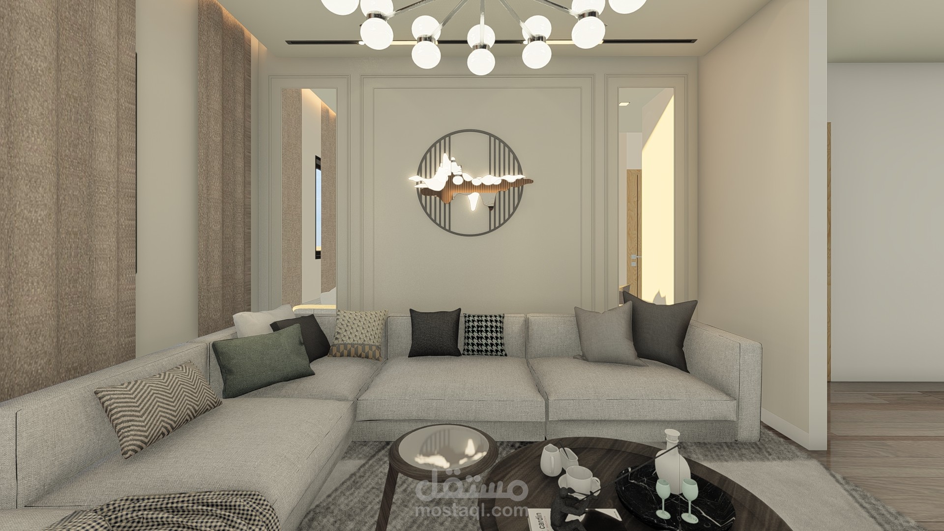 تصميم غرفة معيشة(ريسبشن)على الطراز الحديث