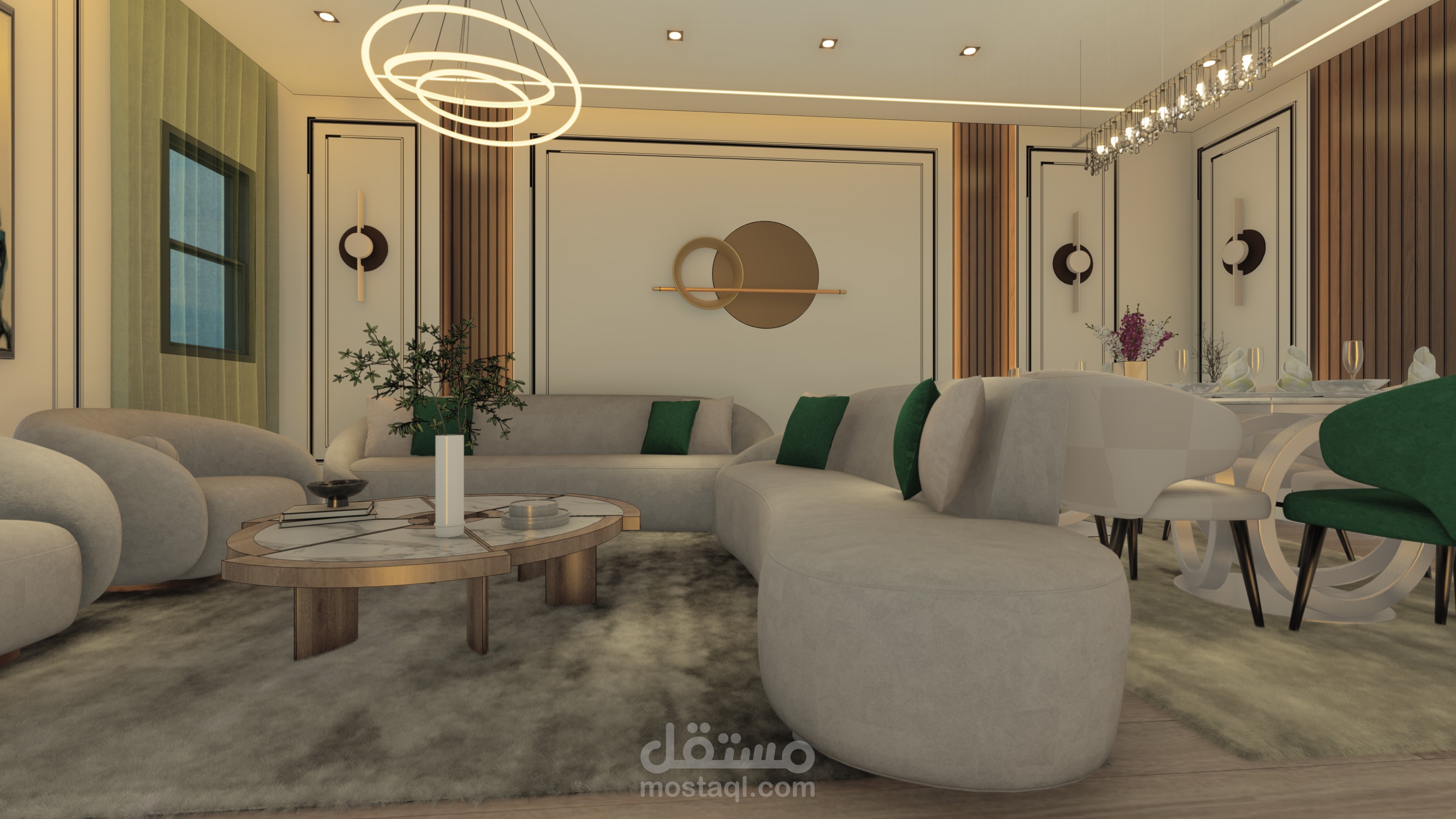 تصميم داخلي لغرفة معيشة على الطراز الحديث