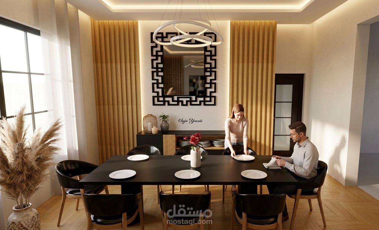 تصميم داخلي لغرفة طعام على الطراز الحديث