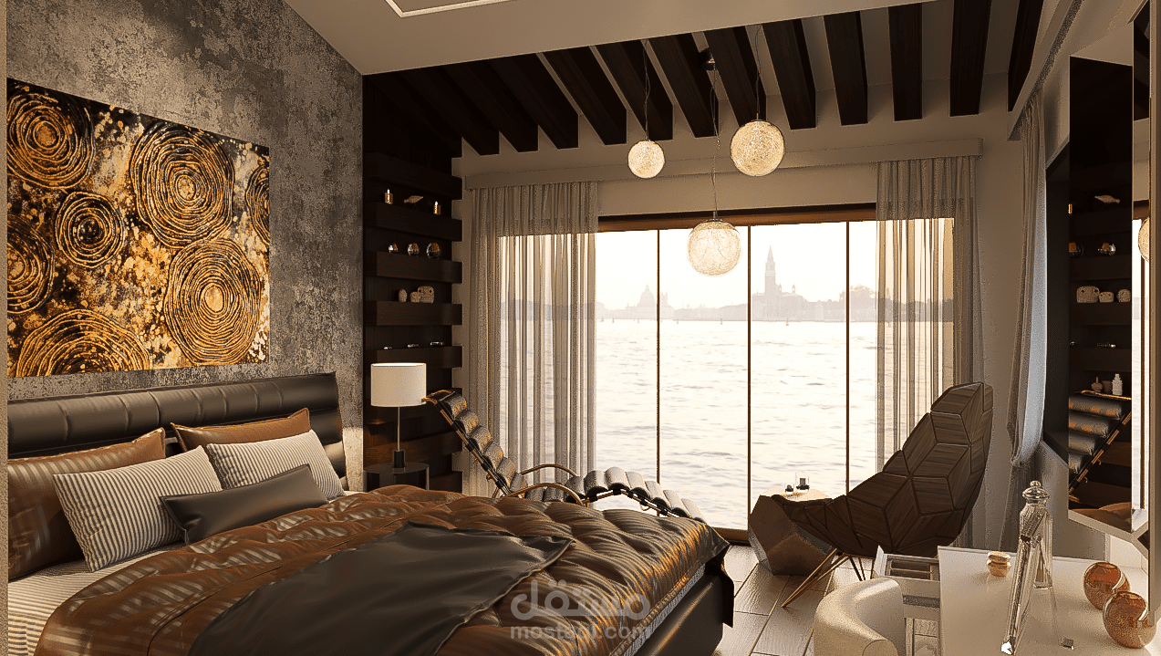 غرفة نوم في شاليه بحري