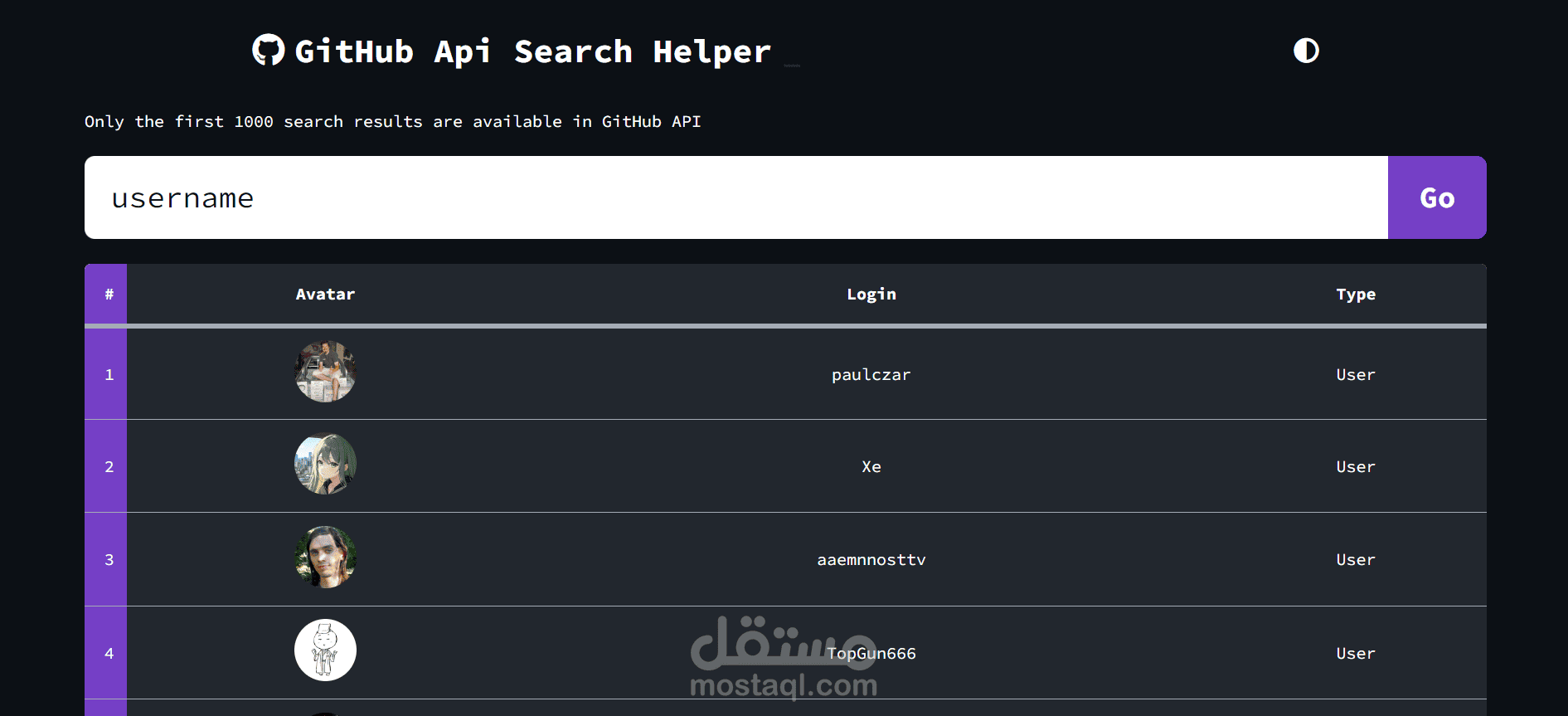 github search helper | مستقل
