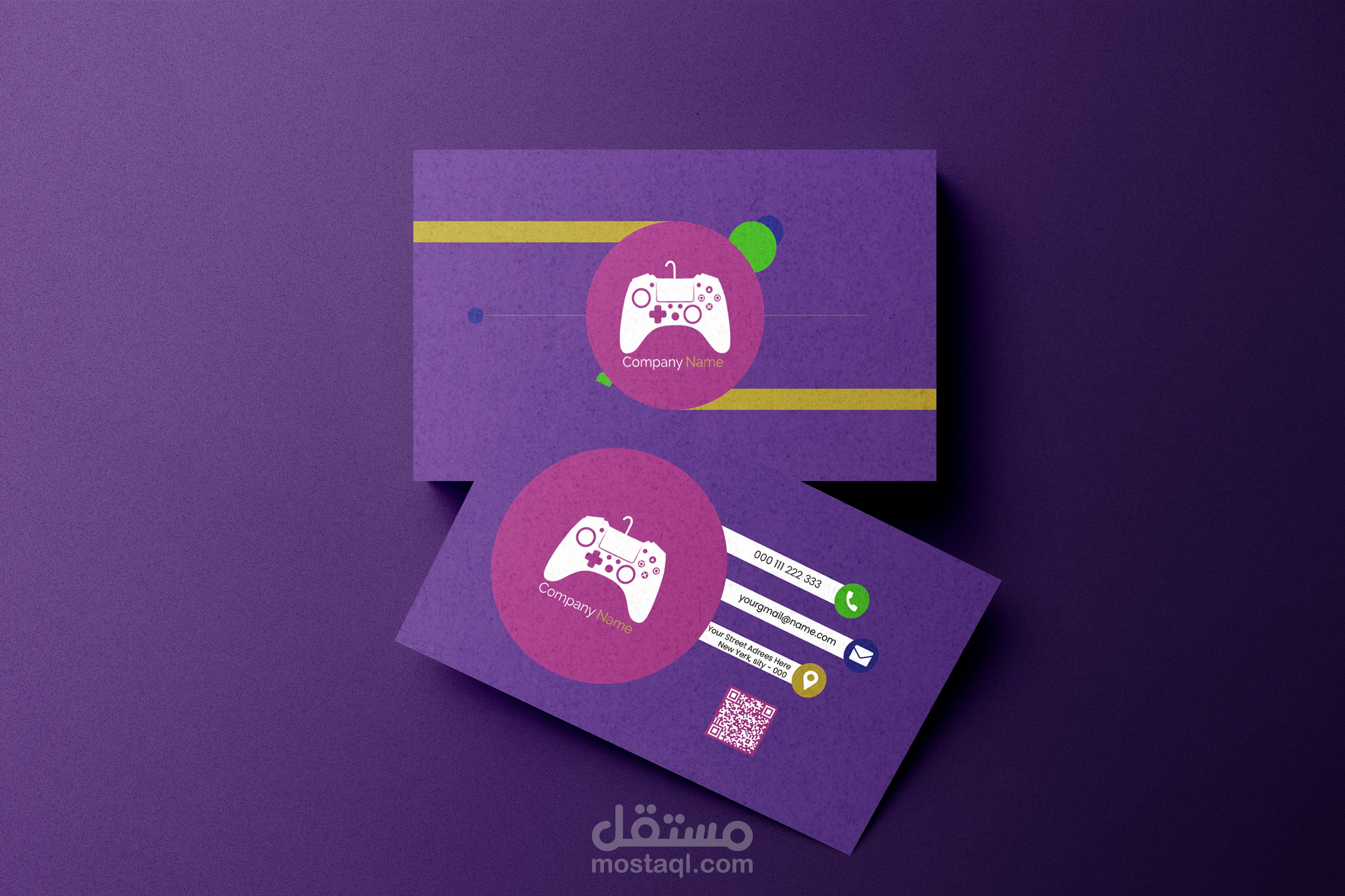 تصميم كرت لشركة العاب الكترونية business card