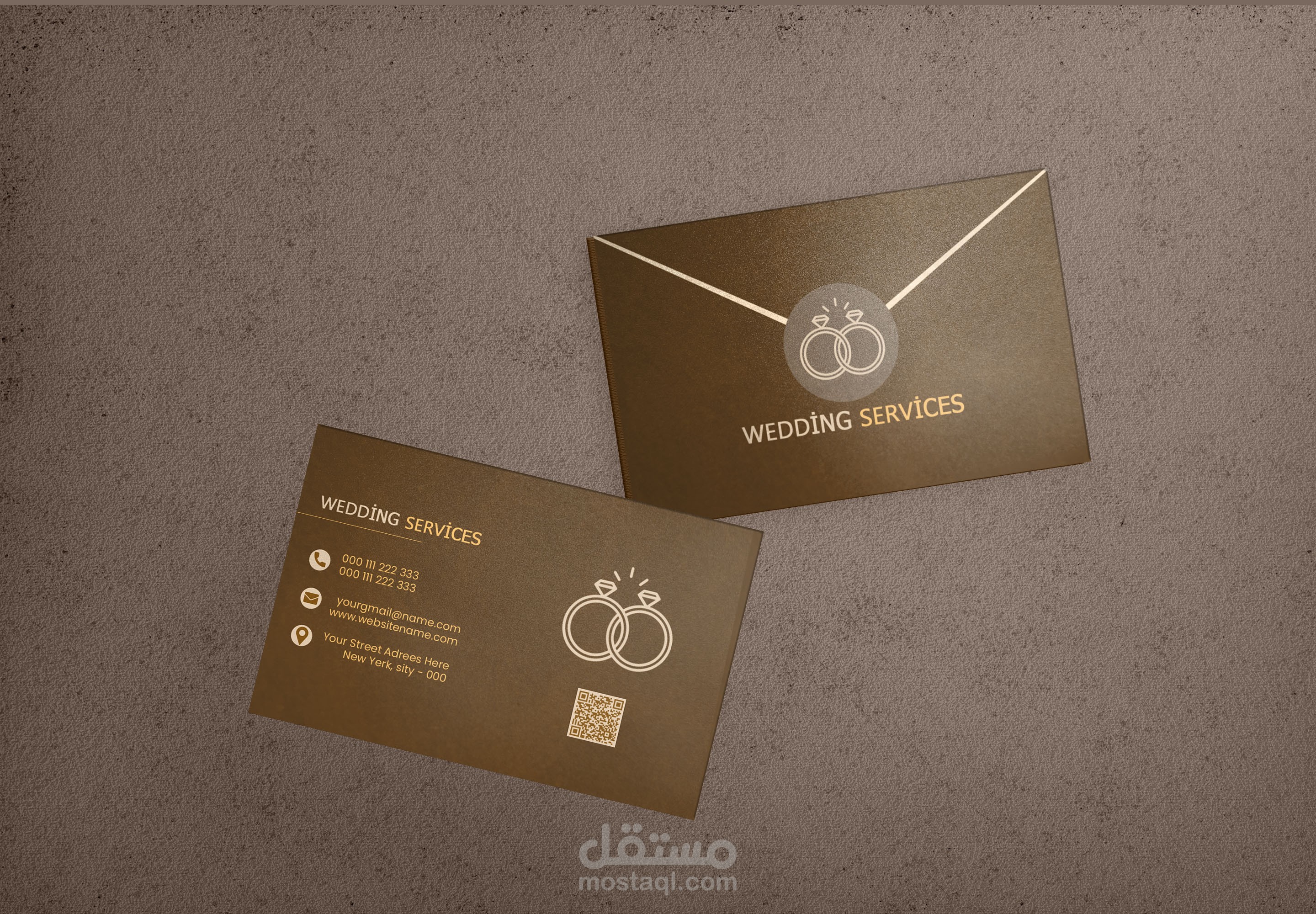 تصميم كرت لمحل تجهيز الاعراس business card