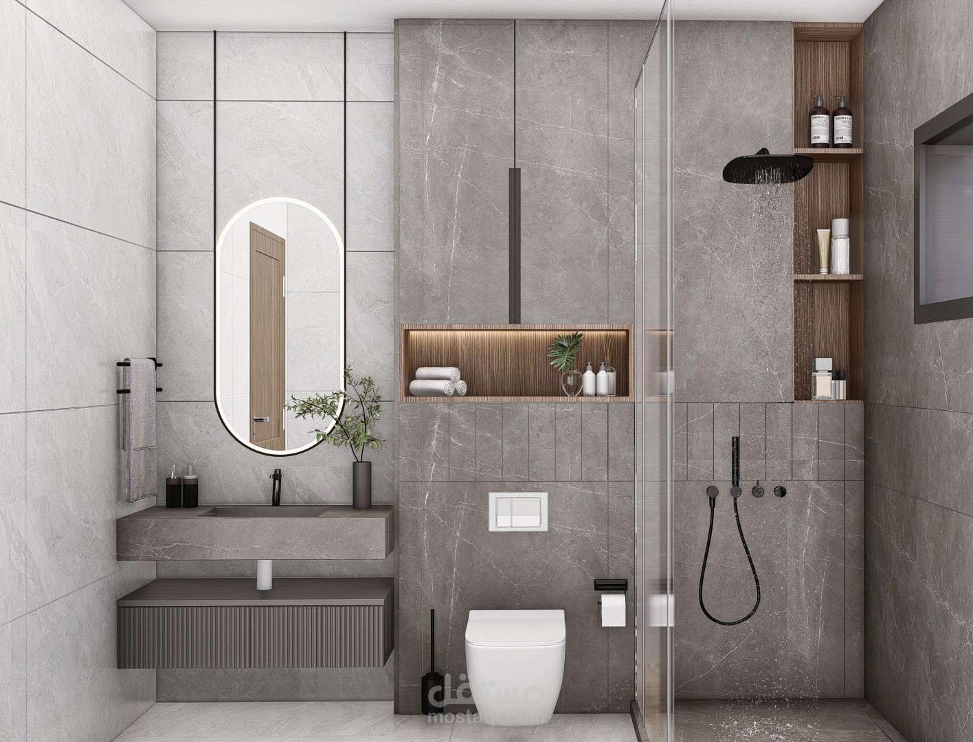 تصميم داخلي لدورات مياه