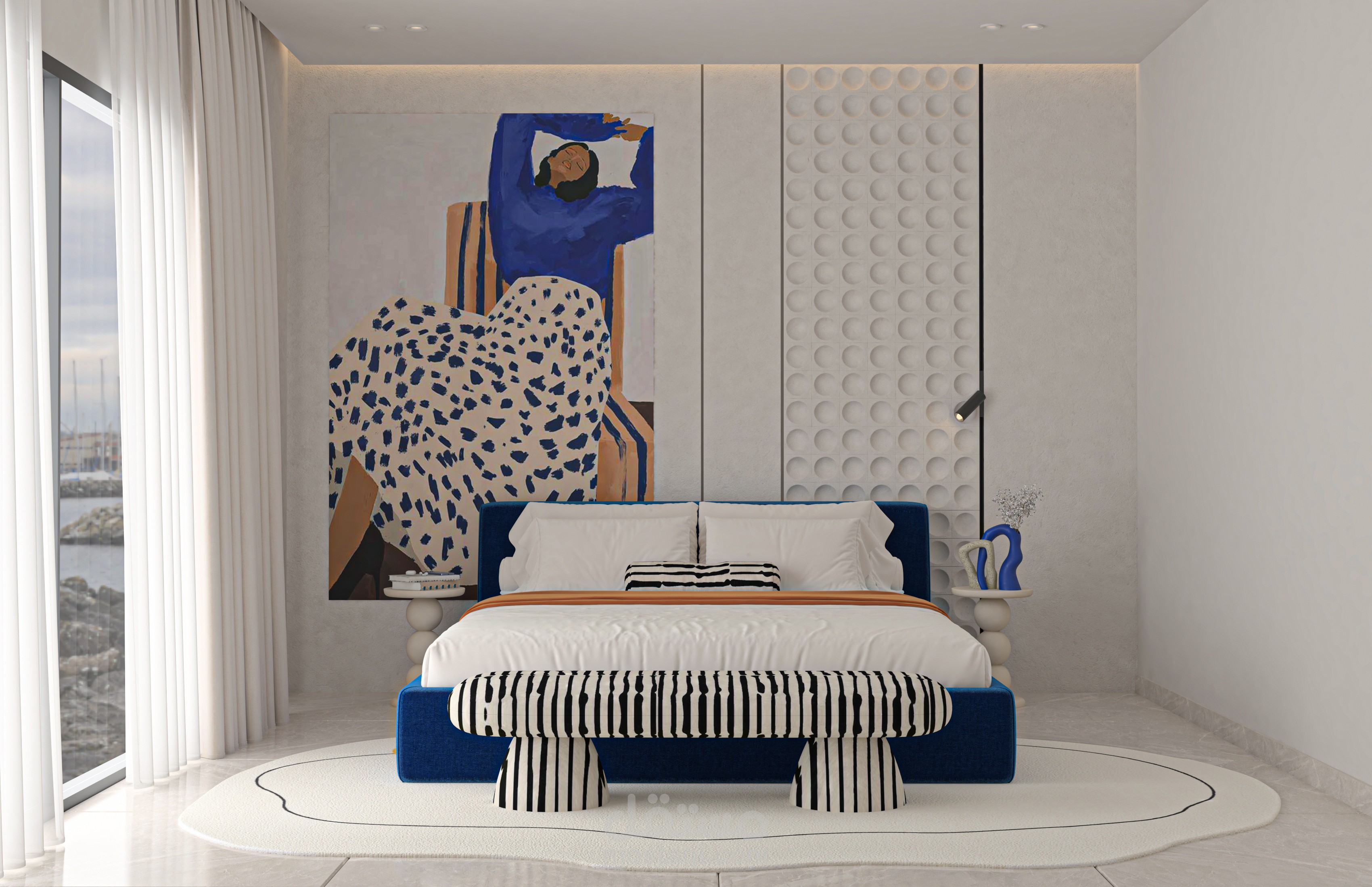 Blue Minimal Bedroom