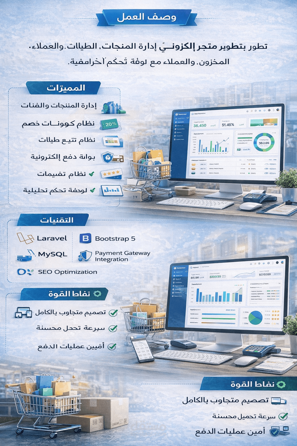 متجر إلكتروني احترافي مع نظام طلبات متقدم