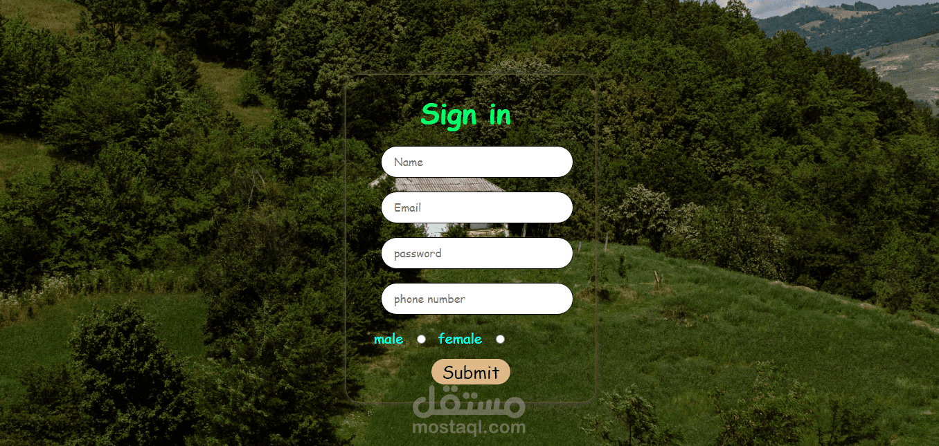 صفحه تسجيل دخول